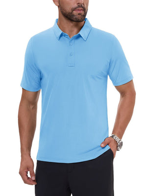 TACVASEN Sky Blue Men's Quick Dry Short Sleeve Polo Shirts