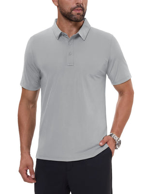 TACVASEN Light Grey Men's Quick Dry Short Sleeve Polo Shirts
