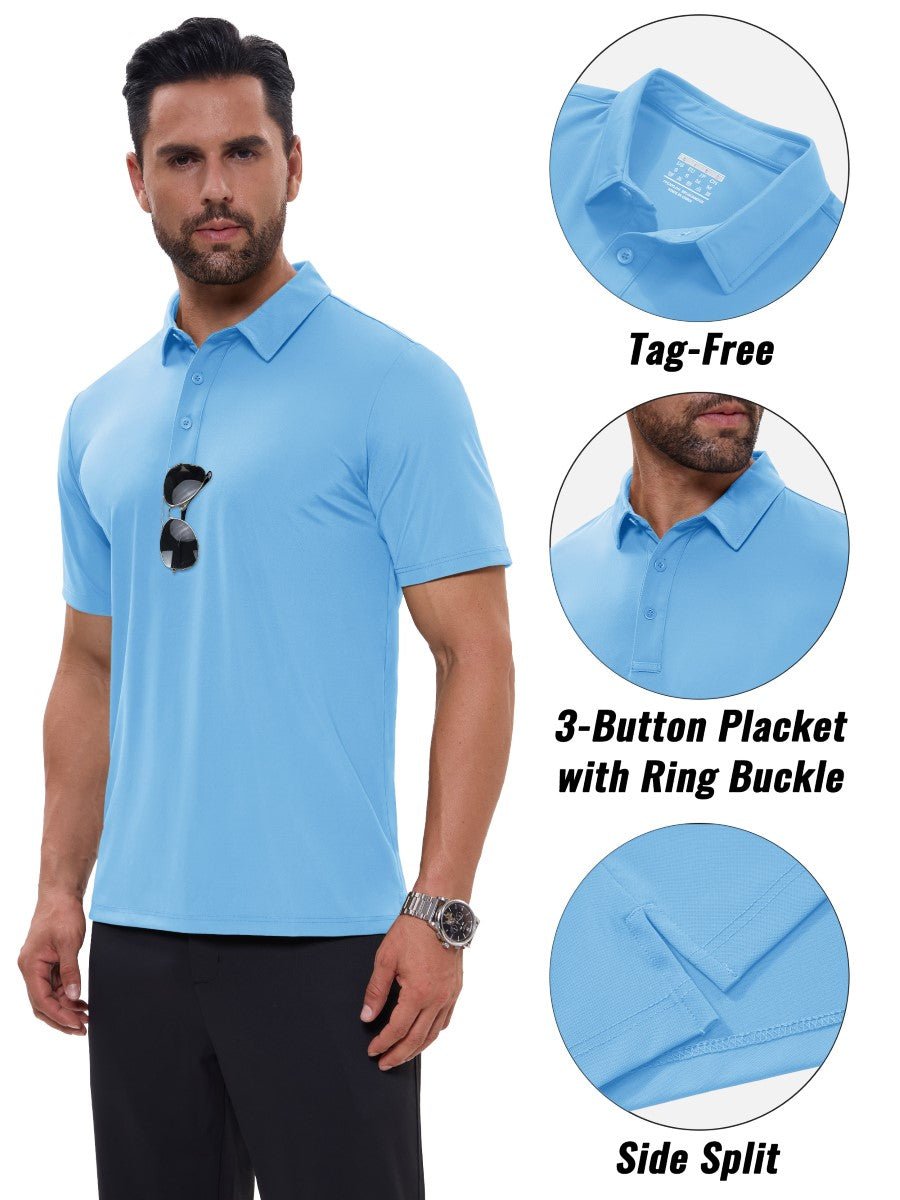 TACVASEN Sky Blue Men's Quick Dry Short Sleeve Polo Shirts