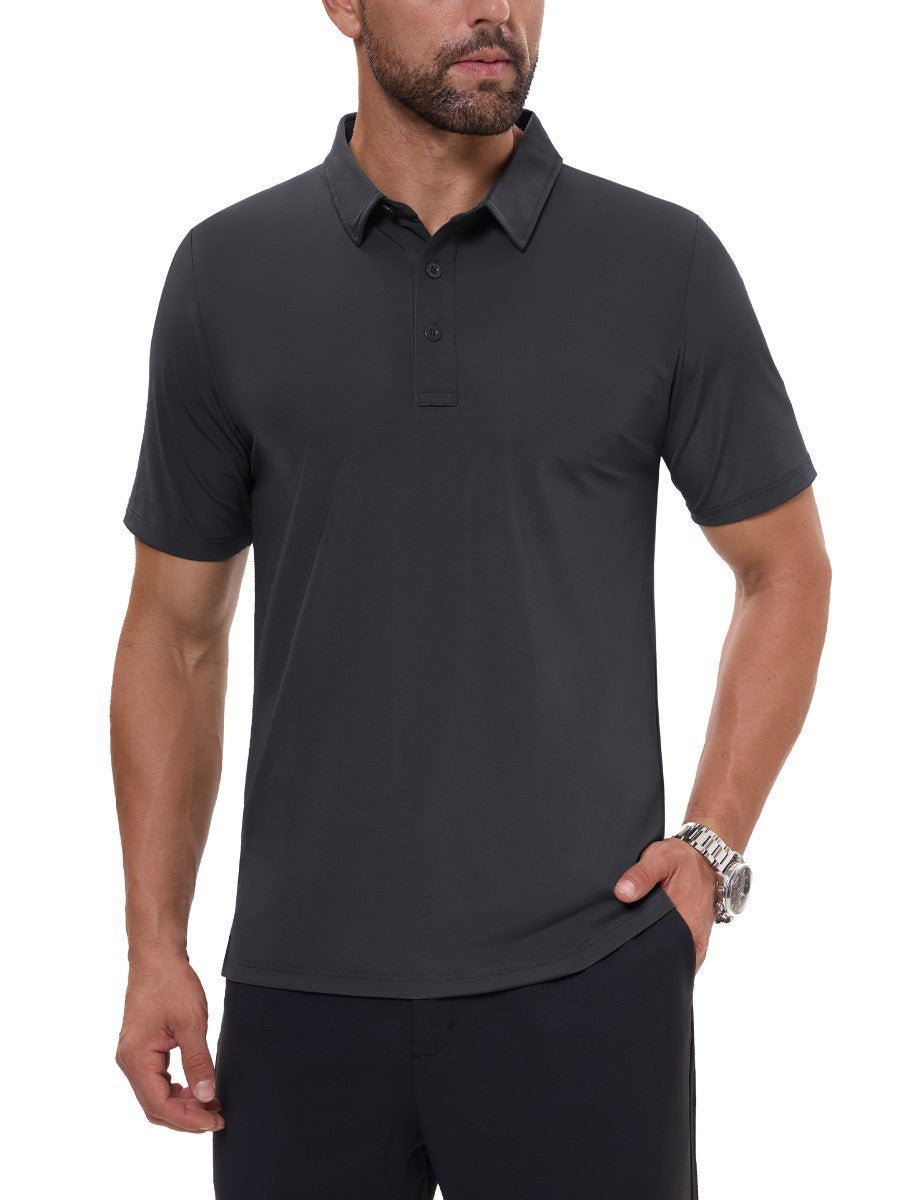 TACVASEN Dark Grey Men's Quick Dry Short Sleeve Polo Shirts