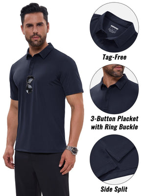 TACVASEN Navy Men's Quick Dry Short Sleeve Polo Shirts