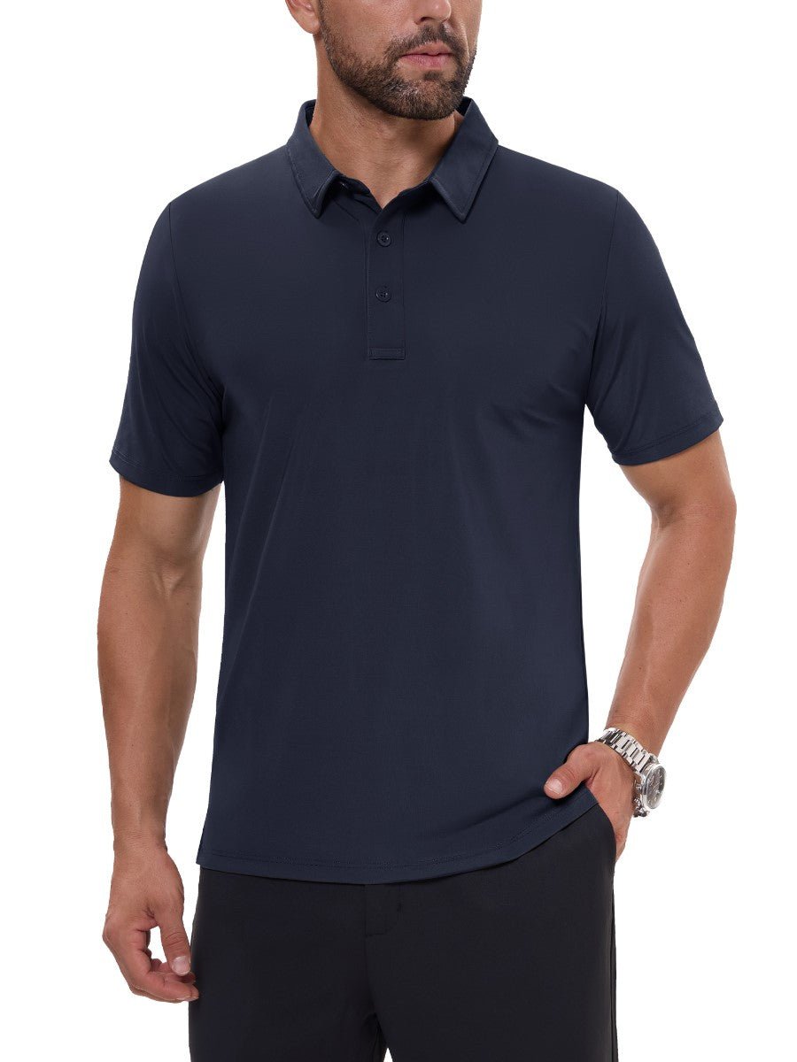 TACVASEN Navy Men's Quick Dry Short Sleeve Polo Shirts