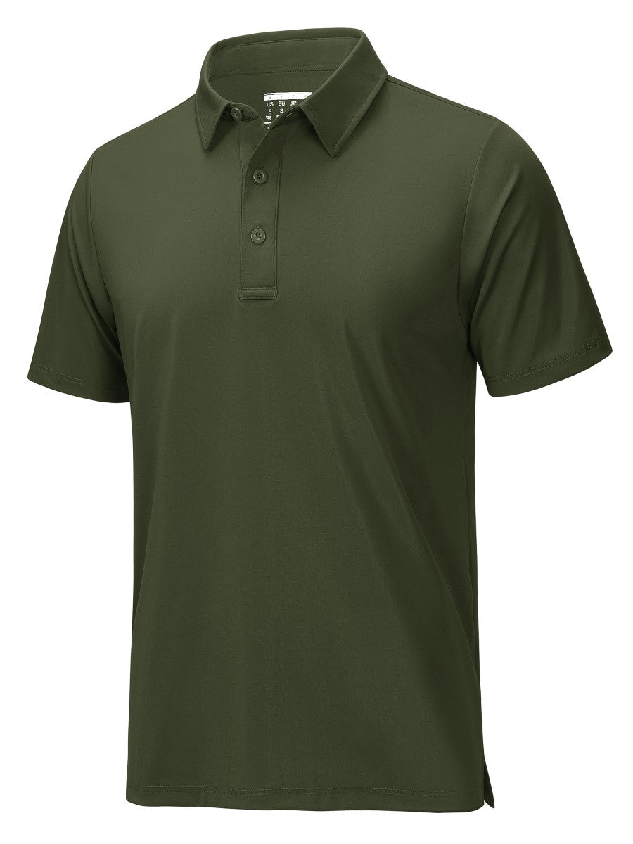 TACVASEN Army Green Men's Quick Dry Short Sleeve Polo Shirts
