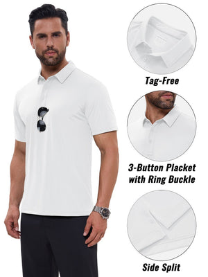 TACVASEN White Men's Quick Dry Short Sleeve Polo Shirts