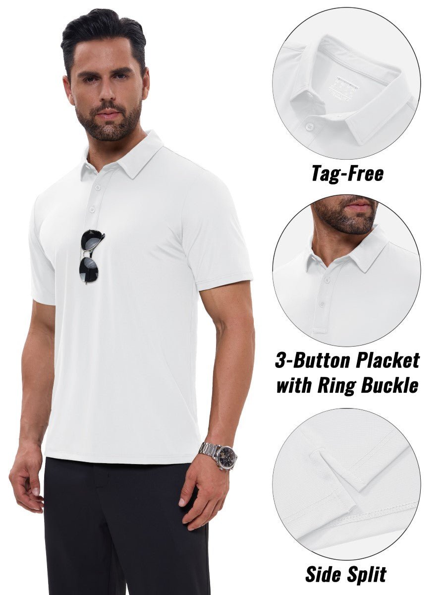 TACVASEN White Men's Quick Dry Short Sleeve Polo Shirts