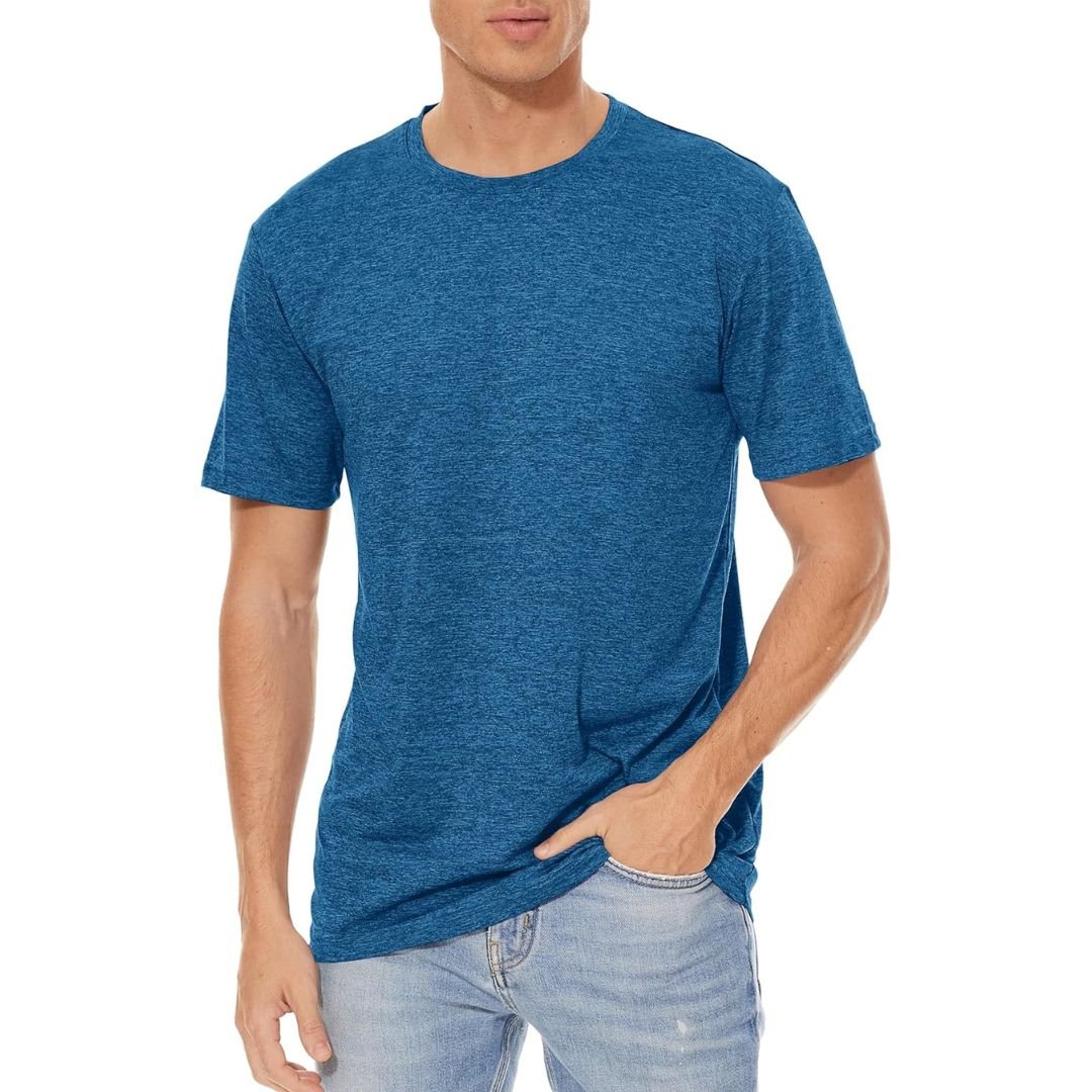 TACVASEN Black Men's Quick - Dry Solid Round Neck T-shirt