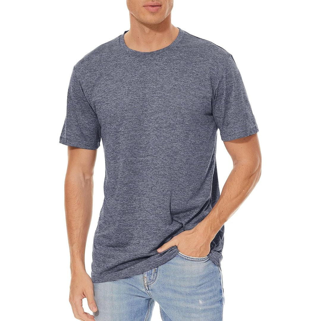 TACVASEN Black Men's Quick - Dry Solid Round Neck T-shirt