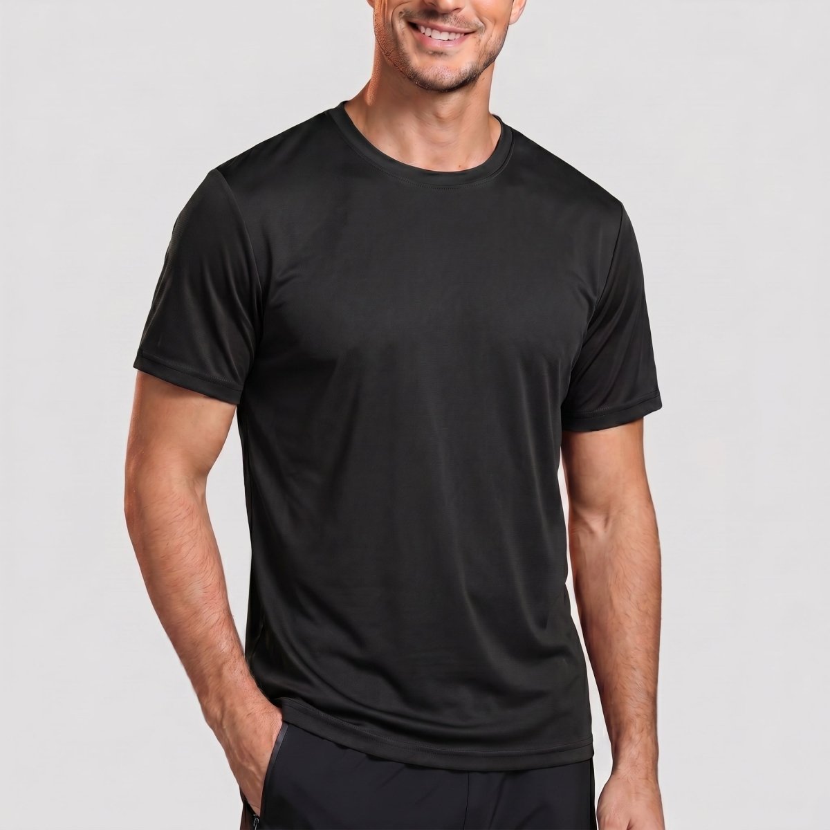 TACVASEN Black Men's Quick - Dry Sun Protection Rash Guard T-Shirts
