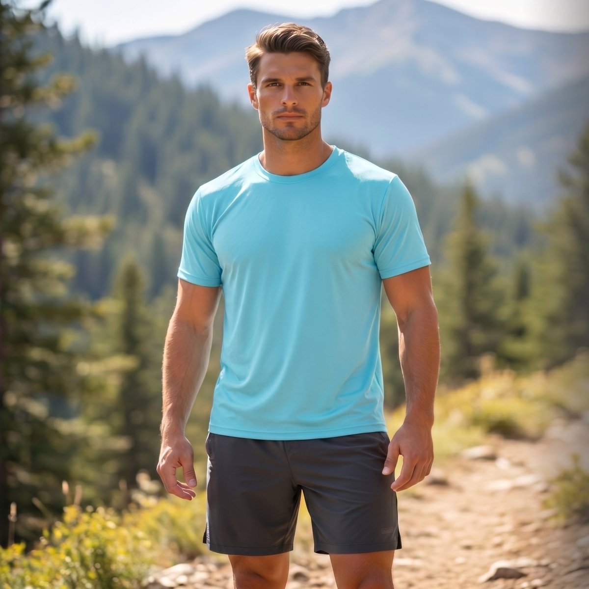 TACVASEN Ice Blue Men's Quick - Dry Sun Protection Rash Guard T-Shirts