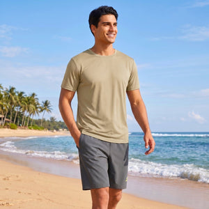 TACVASEN Flax Green Men's Quick - Dry Sun Protection Rash Guard T-Shirts