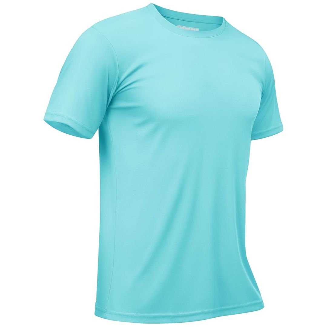 TACVASEN Lake Blue Men's Quick - Dry Sun Protection Rash Guard T-Shirts