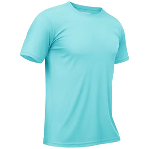 TACVASEN Lake Blue Men's Quick - Dry Sun Protection Rash Guard T-Shirts