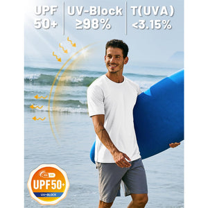 TACVASEN Azure Men's Quick - Dry Sun Protection Rash Guard T-Shirts