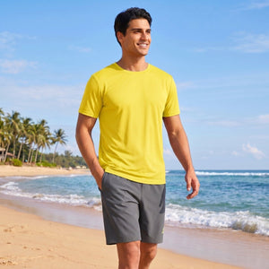 TACVASEN Yellow Men's Quick - Dry Sun Protection Rash Guard T-Shirts