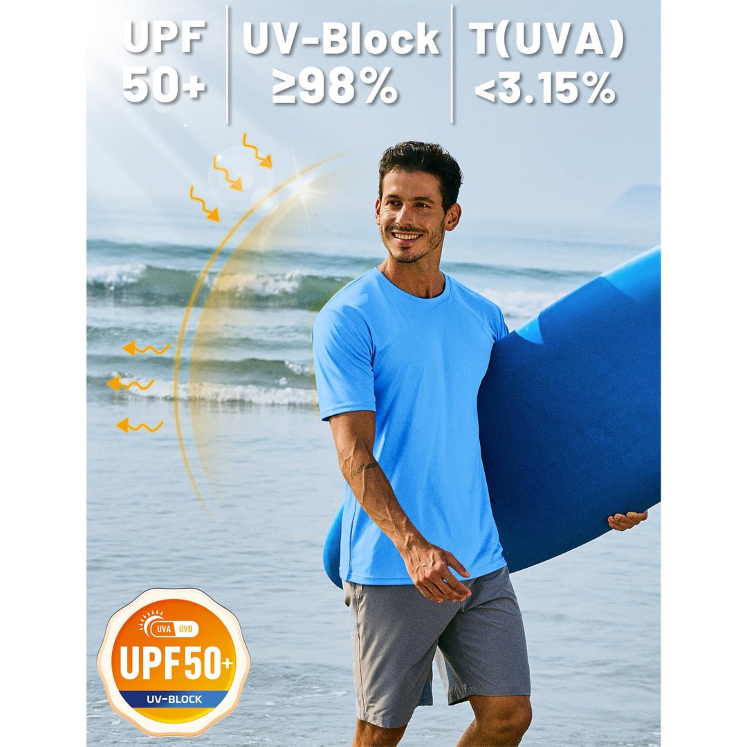 TACVASEN Azure Men's Quick - Dry Sun Protection Rash Guard T-Shirts