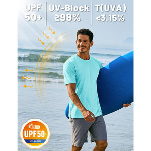 TACVASEN Azure Men's Quick - Dry Sun Protection Rash Guard T-Shirts
