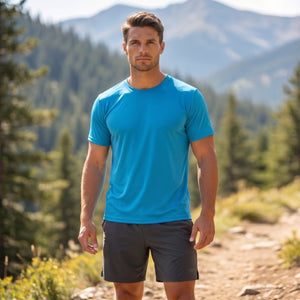 TACVASEN Blue Green Men's Quick - Dry Sun Protection Rash Guard T-Shirts