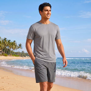 TACVASEN Light Grey Men's Quick - Dry Sun Protection Rash Guard T-Shirts