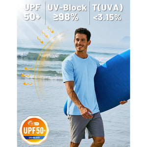 TACVASEN Azure Men's Quick - Dry Sun Protection Rash Guard T-Shirts
