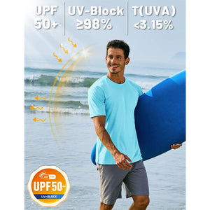TACVASEN Azure Men's Quick - Dry Sun Protection Rash Guard T-Shirts
