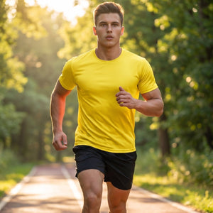 TACVASEN Yellow Men's Quick - Dry Sun Protection Rash Guard T-Shirts