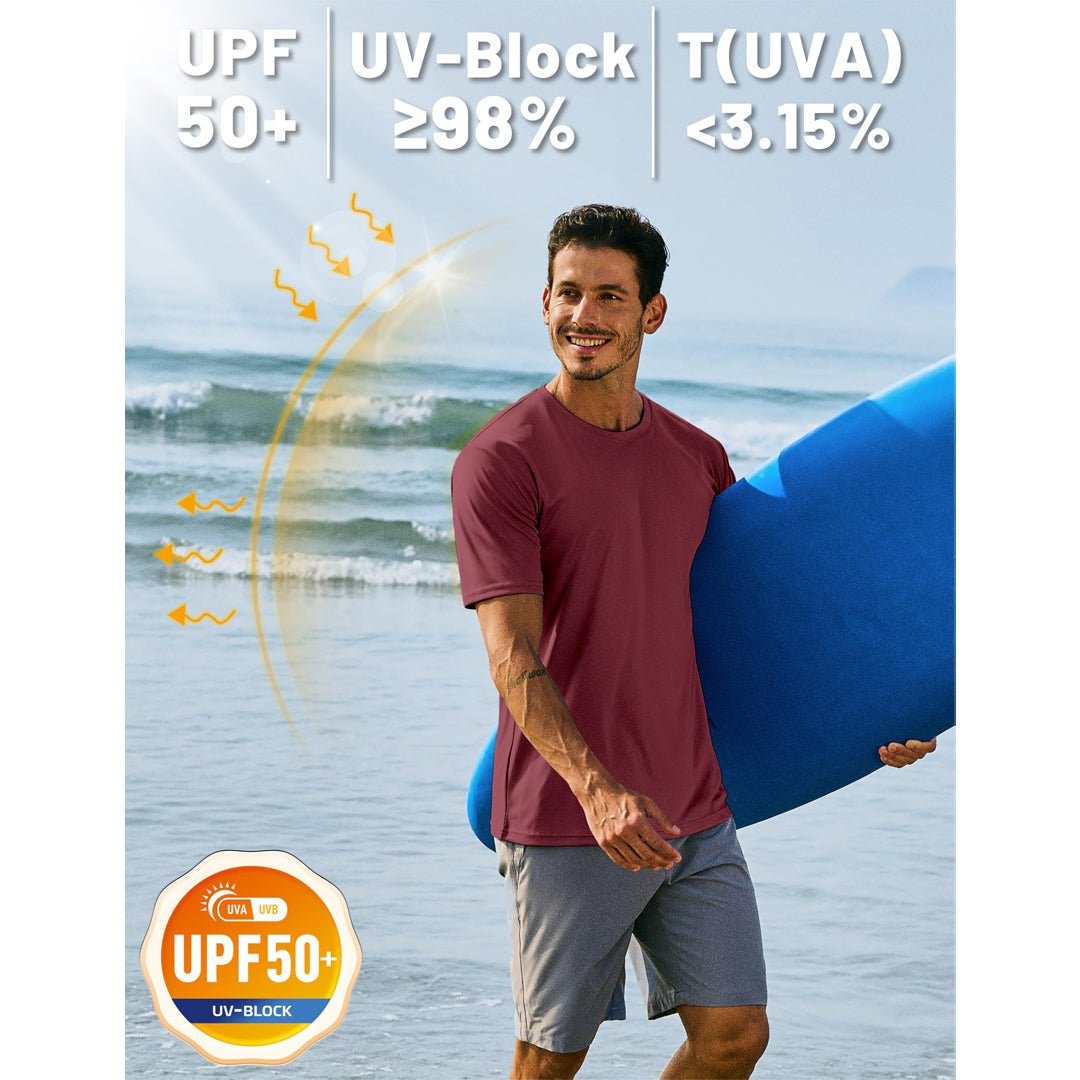 TACVASEN Azure Men's Quick - Dry Sun Protection Rash Guard T-Shirts