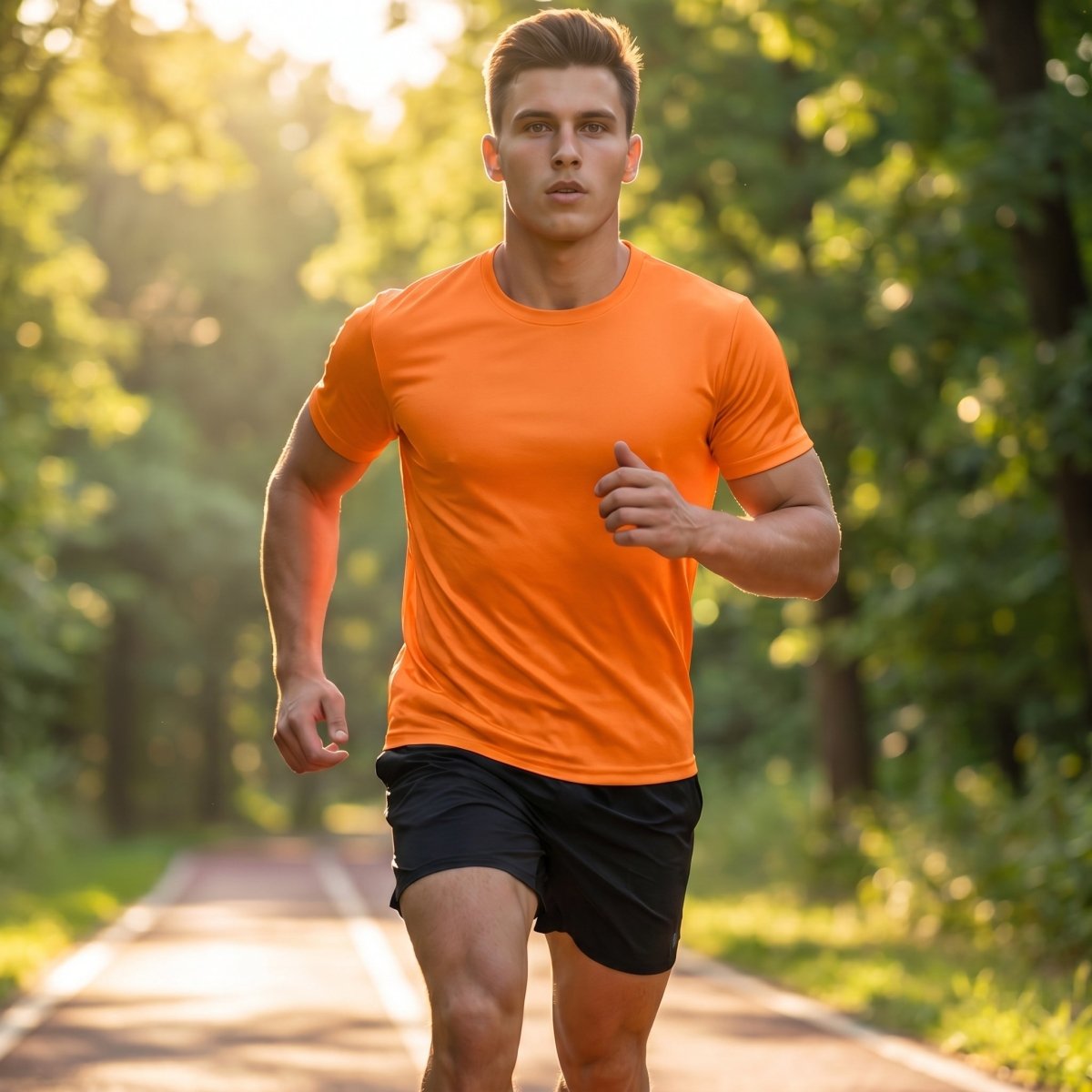 TACVASEN Orange Men's Quick - Dry Sun Protection Rash Guard T-Shirts