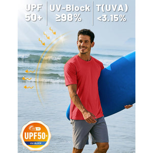 TACVASEN Azure Men's Quick - Dry Sun Protection Rash Guard T-Shirts