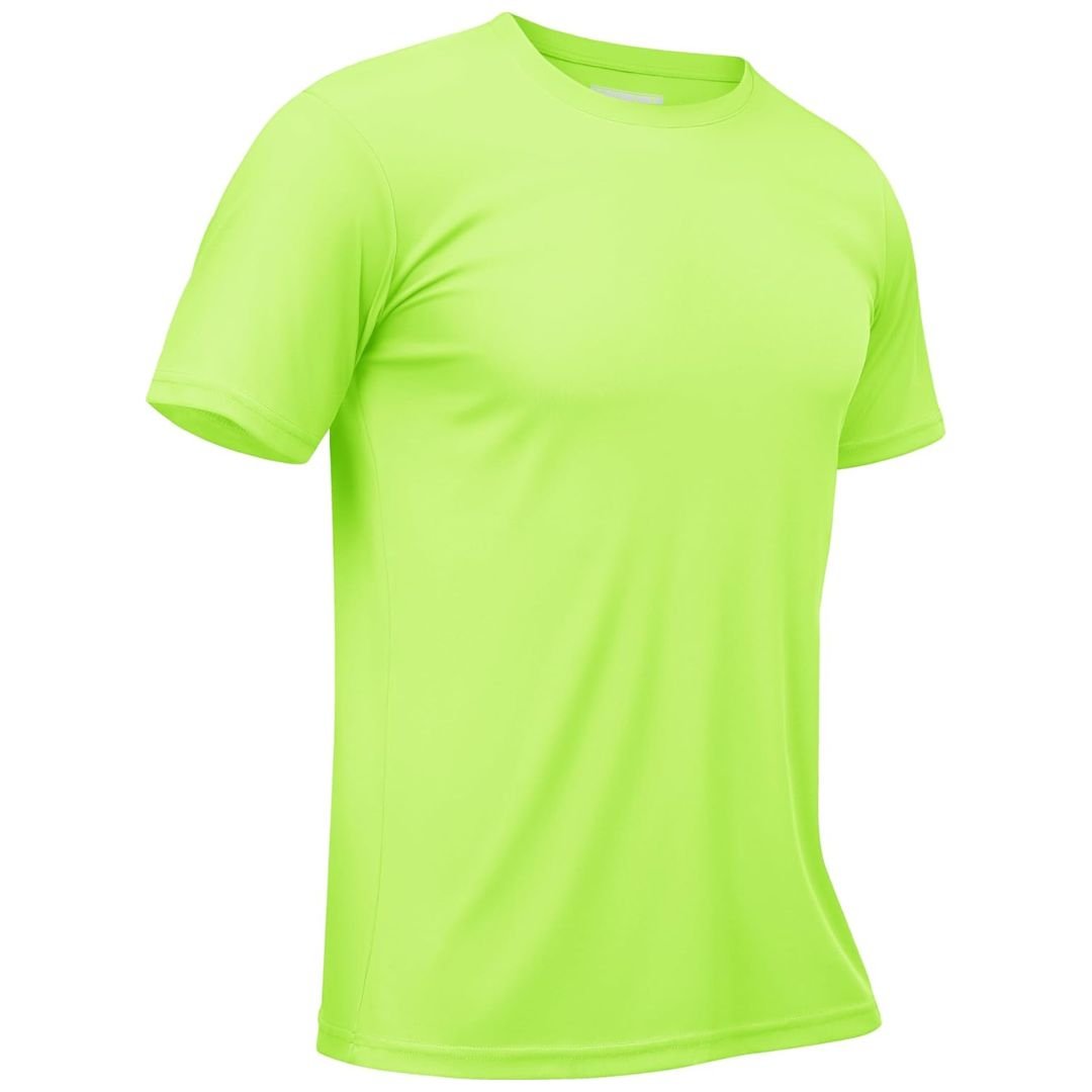 TACVASEN Fluorescent Green Men's Quick - Dry Sun Protection Rash Guard T-Shirts