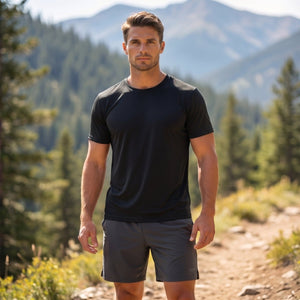 TACVASEN Black Men's Quick - Dry Sun Protection Rash Guard T-Shirts