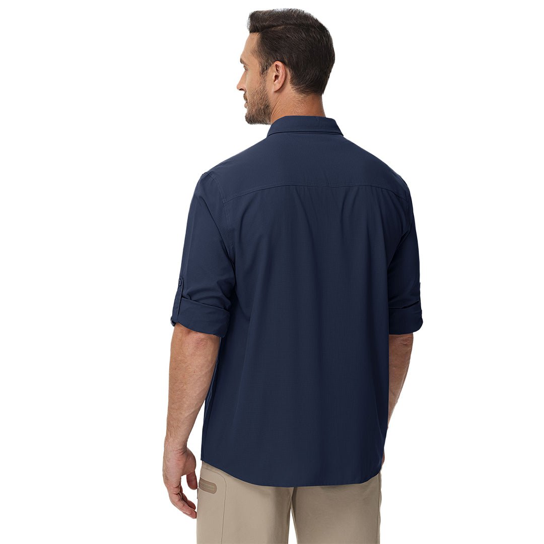 TACVASEN Navy Quick Dry Tactical Shirts UV Protection Hiking Shirt