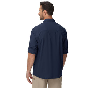 TACVASEN Navy Quick Dry Tactical Shirts UV Protection Hiking Shirt