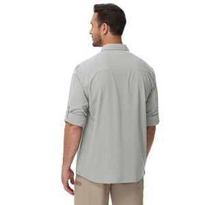 TACVASEN Light Grey Quick Dry Tactical Shirts UV Protection Hiking Shirt