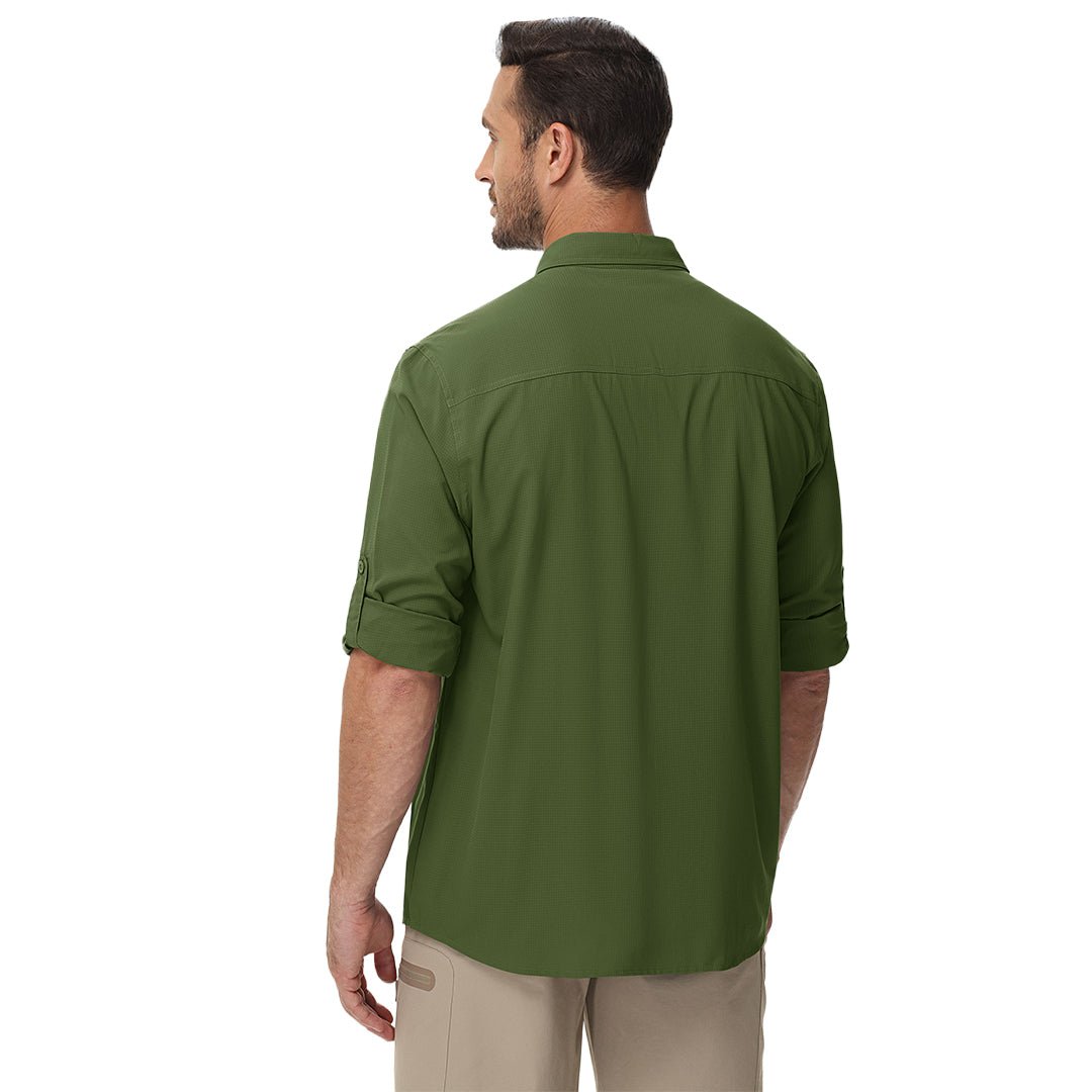 TACVASEN Army Green Quick Dry Tactical Shirts UV Protection Hiking Shirt