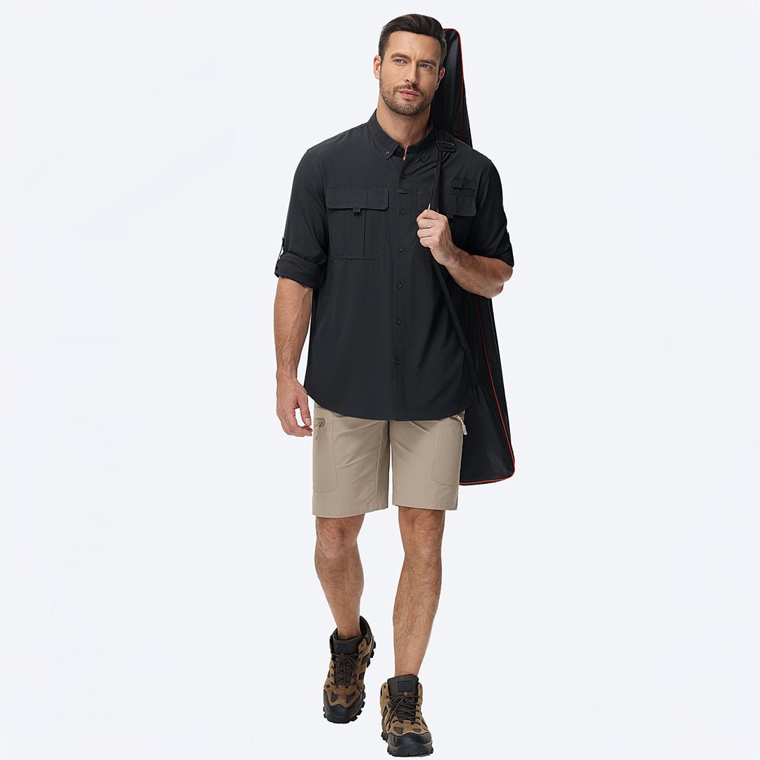 TACVASEN Blue Grey Quick Dry Tactical Shirts UV Protection Hiking Shirt
