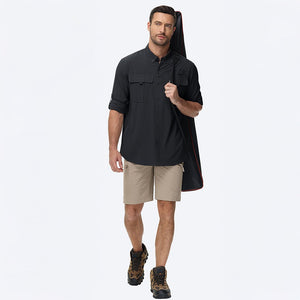 TACVASEN Blue Grey Quick Dry Tactical Shirts UV Protection Hiking Shirt