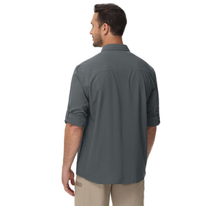 TACVASEN Dark Grey Quick Dry Tactical Shirts UV Protection Hiking Shirt