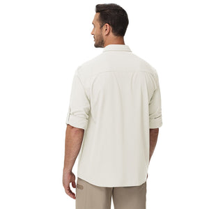 TACVASEN White Quick Dry Tactical Shirts UV Protection Hiking Shirt
