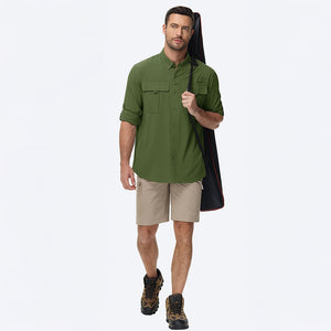 TACVASEN Army Green Quick Dry Tactical Shirts UV Protection Hiking Shirt