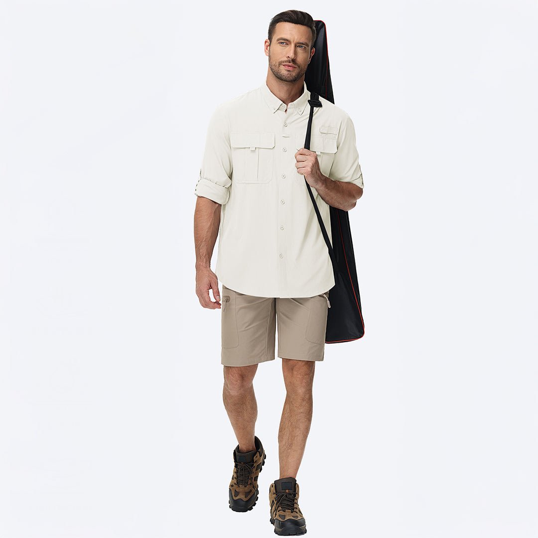 TACVASEN White Quick Dry Tactical Shirts UV Protection Hiking Shirt