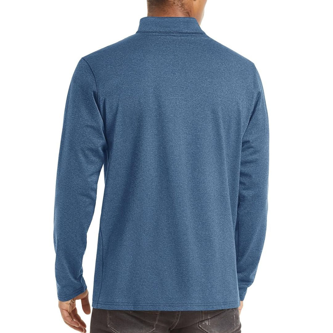 TACVASEN Blue Grey Men's Quarter Zip Thermal Fleece Lined Pullover Sweatshirt