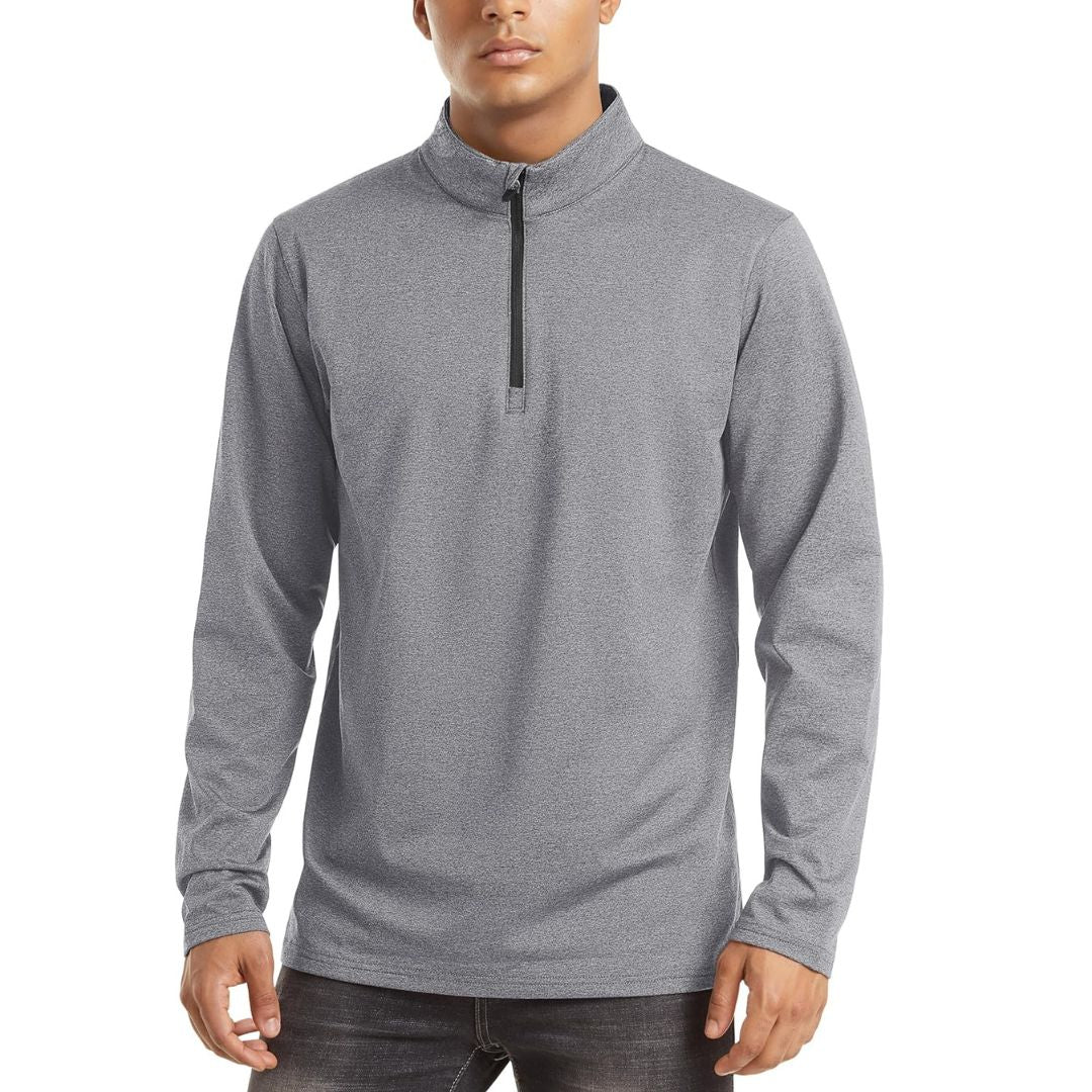 TACVASEN Light Grey Men's Quarter Zip Thermal Fleece Lined Pullover Sweatshirt