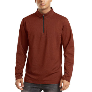 TACVASEN Dark Orange Men's Quarter Zip Thermal Fleece Lined Pullover Sweatshirt