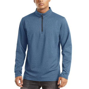 TACVASEN Blue Grey Men's Quarter Zip Thermal Fleece Lined Pullover Sweatshirt