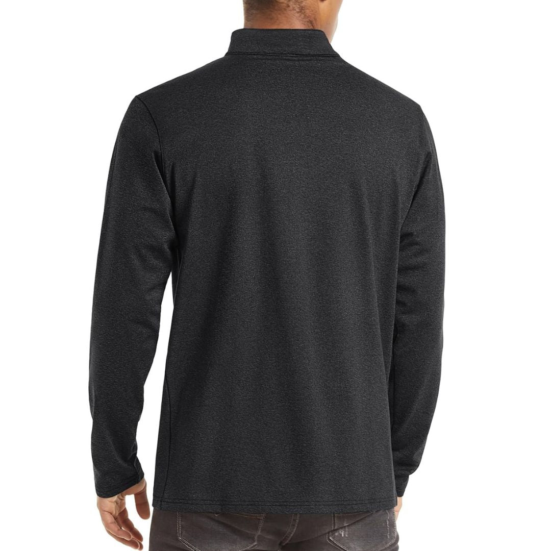 TACVASEN Black Men's Quarter Zip Thermal Fleece Lined Pullover Sweatshirt