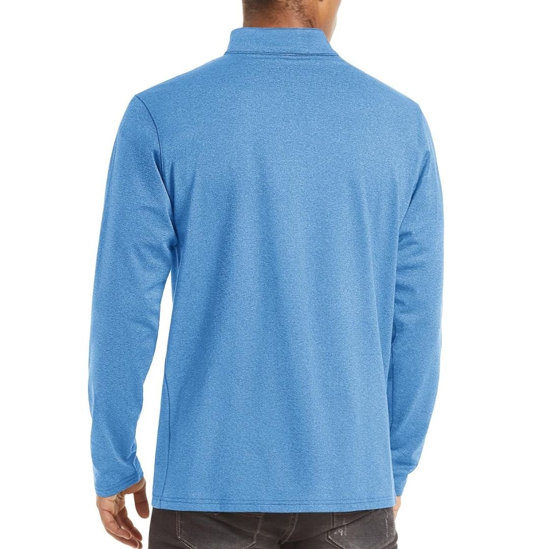 TACVASEN Sky Blue Men's Quarter Zip Thermal Fleece Lined Pullover Sweatshirt