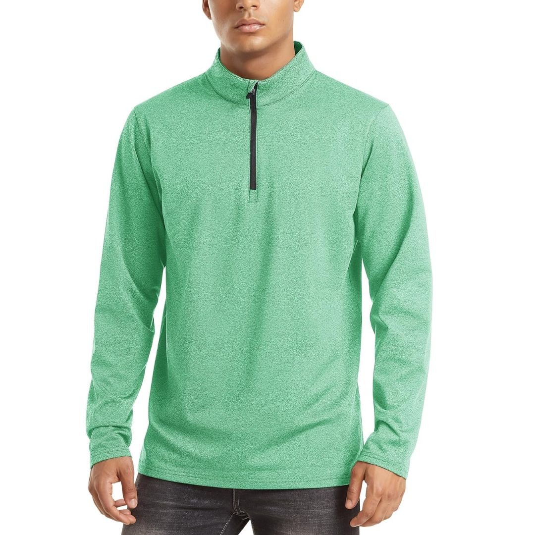 TACVASEN Mint Green Men's Quarter Zip Thermal Fleece Lined Pullover Sweatshirt