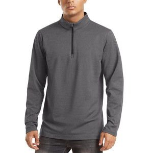 TACVASEN Dark Grey Men's Quarter Zip Thermal Fleece Lined Pullover Sweatshirt