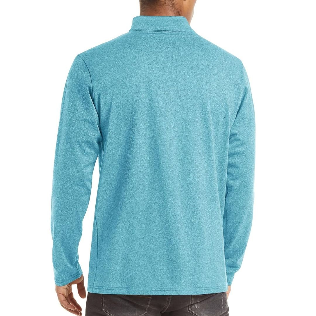 TACVASEN Lake Blue Men's Quarter Zip Thermal Fleece Lined Pullover Sweatshirt