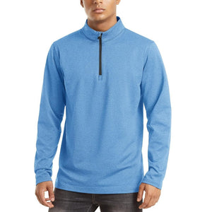 TACVASEN Sky Blue Men's Quarter Zip Thermal Fleece Lined Pullover Sweatshirt